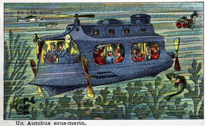 Futuredays: A Nineteenth Century Vision of the Year 2000 Series: An Underwater Bus. Chromolithography by Villemard by French School