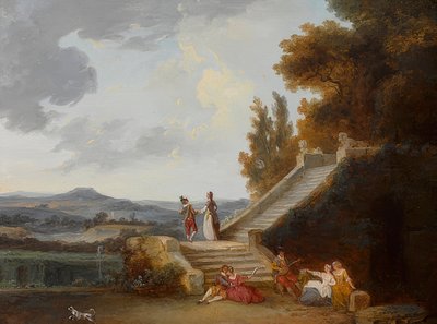 Gallant Company in Park Landscape by French School