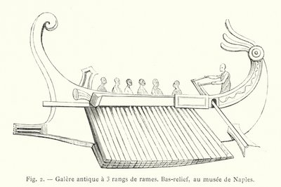 Ancient Galley with Three Rows of Oars, Bas-relief, at the Naples Museum by French School