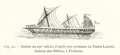 14th Century Galley; after a Painting by Pietro Laurati, Uffizi Gallery, Florence by French School