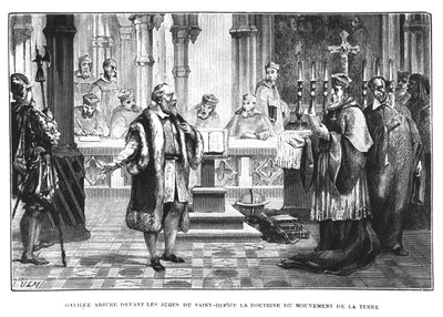 Galileo (1564-1642) retracts his theory of the movement of the earth before the judges of the Holy Office by French School