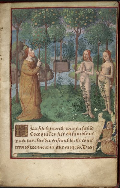 Garden of Eden, Add MS 26667, f.1r, Chronique Universelle by French School