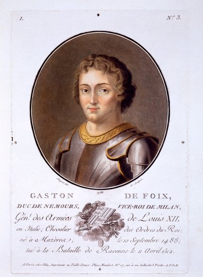 Gaston de Foix, Duc de Nemours, from Portraits des grands hommes, femmes illustres, et sujets memorables de France by French School