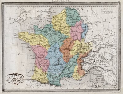 Gaul divided into Roman provinces - Plate extracted from 