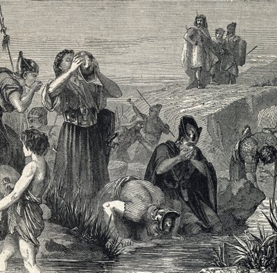 Gedeon (Gideon) Calls by God to Defeat the Madianites Chooses His Soldiers from Among Those Who Drink While Carrying Water to Their Mouth by French School