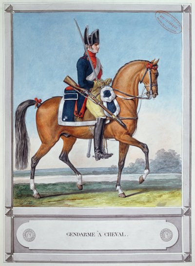 Gendarme mounted on a horse, c. 1812 by French School