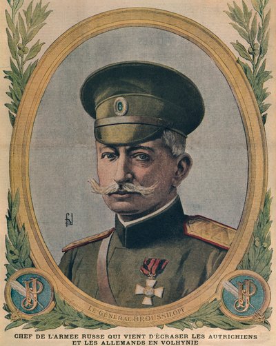 General Aleksei Brusilov, chief of the Russian Army who crushed the Austrians and the Germans in Volhynia, front cover illustration from Le Petit Journal, 2nd July 1916 by French School