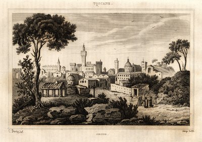 General View of Siena in Tuscany, Engraving by C. Deveze in 