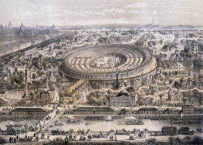 General view of the Exposition Universelle in 1867, taken from the Trocadero hill, Paris by French School