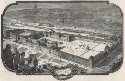 General view of the Palais du Louvre and the Tuileries in 1852 - Engraving in 