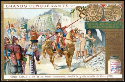 Genghis Khan at the Head of His Countless Hordes, Crossing the Great Wall of China by French School