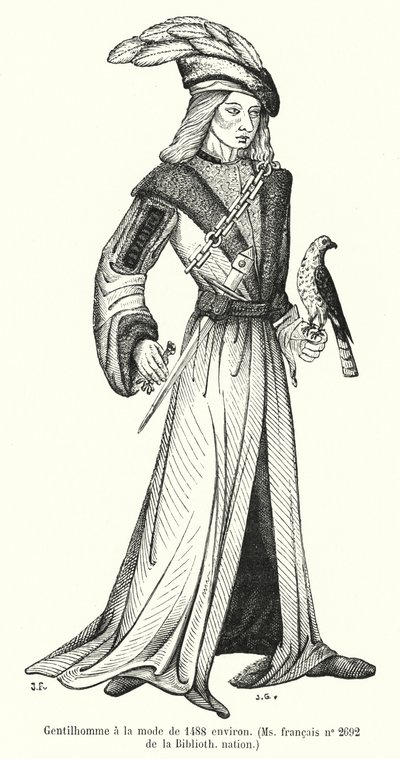 Gentleman in Fashion of Around 1488 by French School
