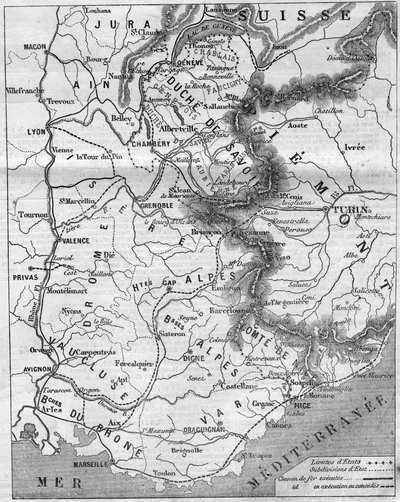 Geographic map of the Duchy of Savoy and the County of Nice by French School