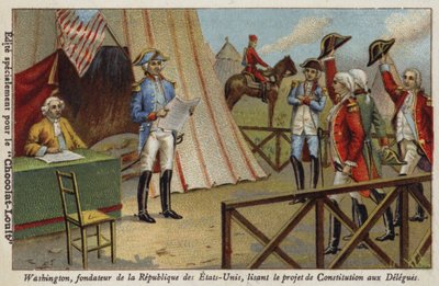 George Washington Reading the Draft Constitution of the United States to Delegates by French School