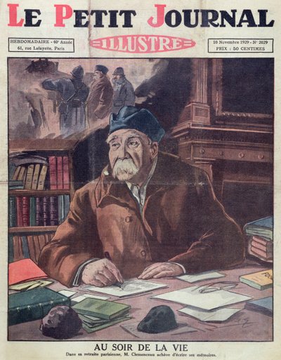 Georges Clemenceau (1841-1929) in old age, cover of Le Petit Journal 10th November 1929 by French School
