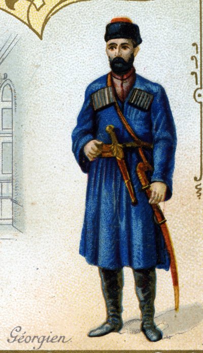 Georgian Male. Series of 25 Advertising Chromos for the Dijon Manufacture of Biscuits Pernot, created in 1869. Detail of the Characters in Traditional Costume by French School