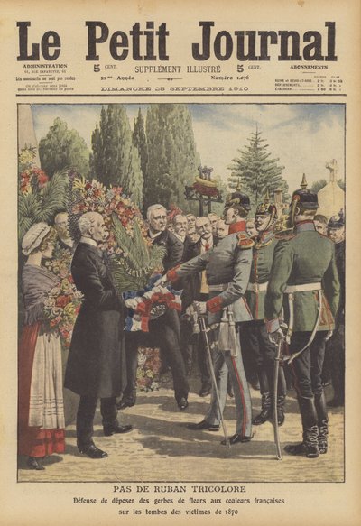 German soldiers refusing to allow wreaths with French tricolour ribbons to be placed on the tombs of soldiers killed in the Franco-Prussian War by French School