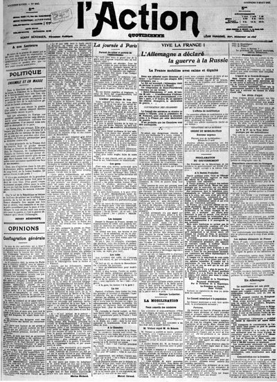 Germany Declared War on Russia - The Main Page of the Daily "L