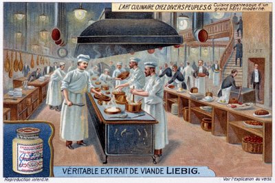 Gigantic cuisine of a large modern hotel - chromo. by French School