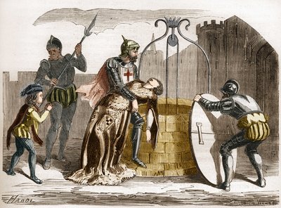 Gilles de Rais (Retz or Rays) (1404-1440), Marshal of France, makes his wife perish. Engraving in 