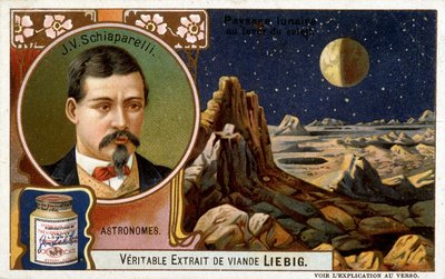 Giovanni Virginio Schiaparelli (1835-1910), Italian Astronomer and Lunar Landscapes - Chromolithography Liebig, Circa 1900 by French School