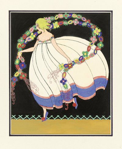 Girl Dancing with a Double Garland, 1920 by French School