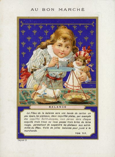 Girl Playing with Scales by French School
