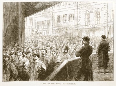 Going to the food distribution, illustration from Cassells History of the War between France and Germany, 1870-1871 by French School
