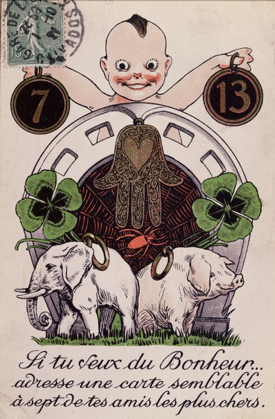 Good luck card, c.1920 by French School