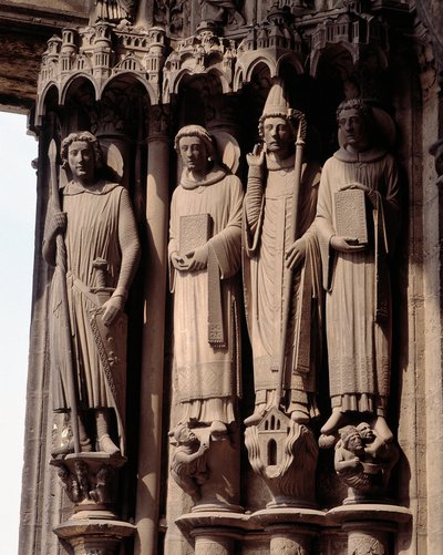 Gothic Art: Figures of martyrs, Saint Theodore, a Roman soldier (bay of the south portal of the Basilica of Notre Dame de Chartres) by French School