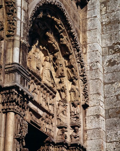 Gothic Art: detail of the tympanum of the royal portal of the Basilica of Notre Dame de Chartres by French School
