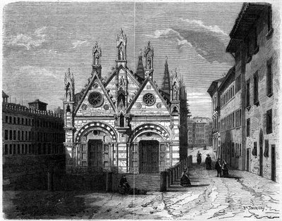 Gothic architecture: exterior view of the Church of Santa Maria della Spina (13th century-14th century) in Pisa, Italy by French School