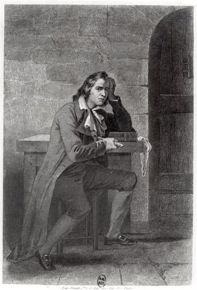 Gracchus Babeuf (1760-97) stabbing himself by French School