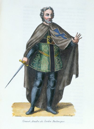 Grand Master of the Teutonic Order, Illustration from Histoire et Costumes des Ordres Monastiques by Pierre Helyot, 1842 by French School