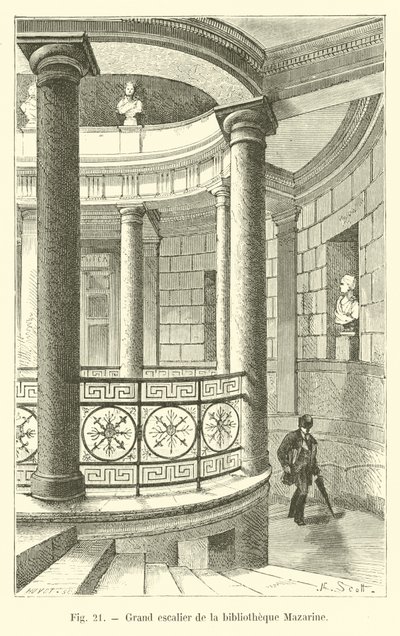 Grand staircase of the Mazarine Library by French School