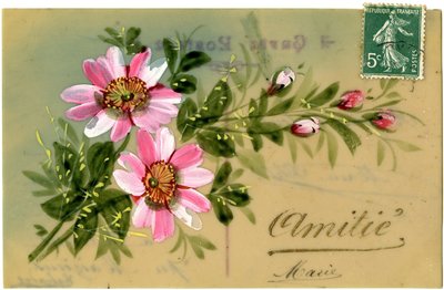 Greetings with Floral Plant. Postcard Beginning of the 20th Century by French School