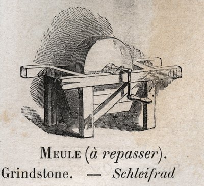 Grindstone in the vocabulary illustrates common words by Armand Le-Brun. 1890 by French School