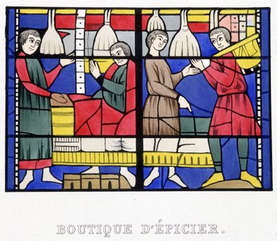 Grocer Shop, Facsimile of a Stained Glass from the Middle Ages from 