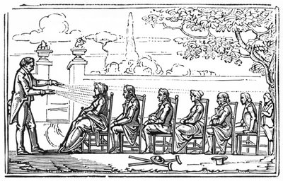 Group magnetic therapy, illustration from Therapeutique Magnetique by Baron du Potet by French School