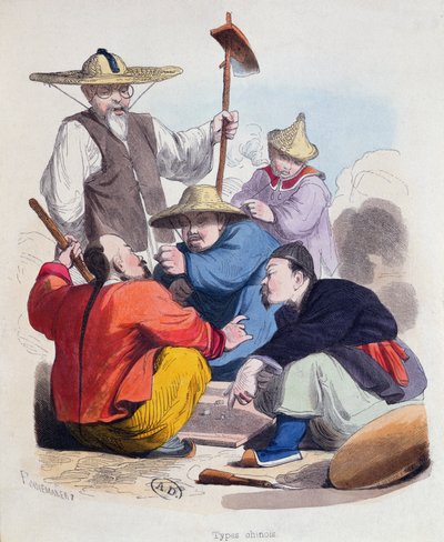 Group of Chinese men playing dice, c.1850 by French School