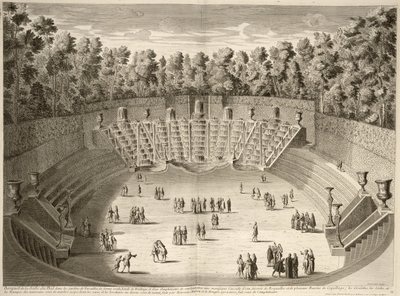 Grove of the Salle du Bal, Versailles, from Les Plans, Profils et Elevations des Ville et Chateau de Versailles, engraved by Lucas, published c.1715 by French School