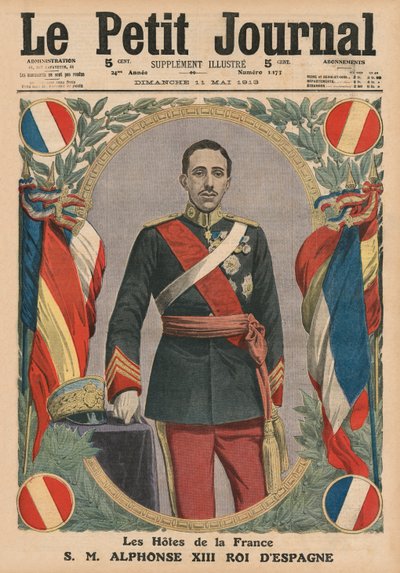 Guests of France, H. M. Alfonso XIII, King of Spain, front cover illustration from 