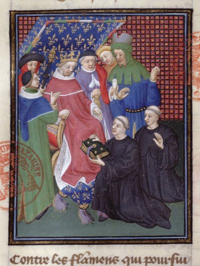 Guillaume de Nangis presents his book to Philippe IV le Bel, king of France (detail) by French School