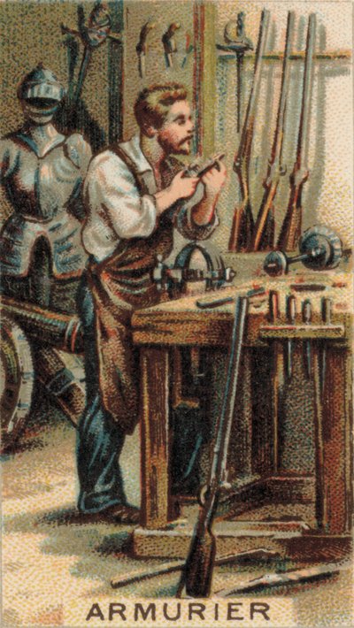 Gunsmith at Work in His Workshop by French School