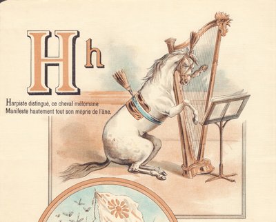 H: Harpist distinguishes, this melomane horse Manifesto highly all his disregard for the donkey by French School