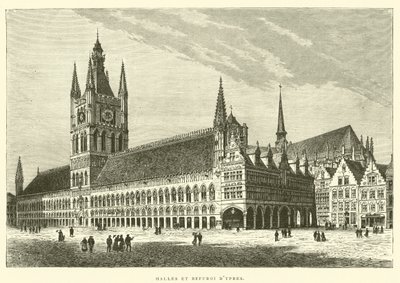 Halls and Belfry of Ypres (engraving) by French School