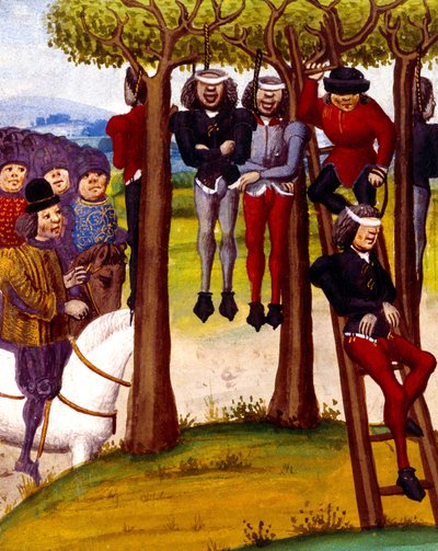 Hanging of peasants in 1422, illustration from 