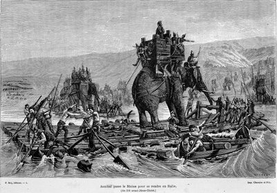 Hannibal Passes the Rhone to Italy (218 BC) - in 