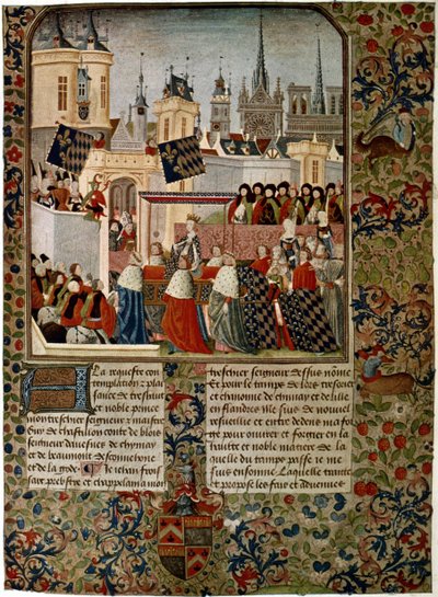 Entry of Queen Isabella, estranged consort of Edward II (1284-1327) into Paris in 1325, executed by Jean Froissart (c.1333-c.1404) for the historian Philippe de Comines (1445-1509) by French School