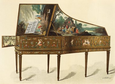 Harpsichord Decorated with Grotesques, Illustration from Dictionary of Furniture and Decoration by French School